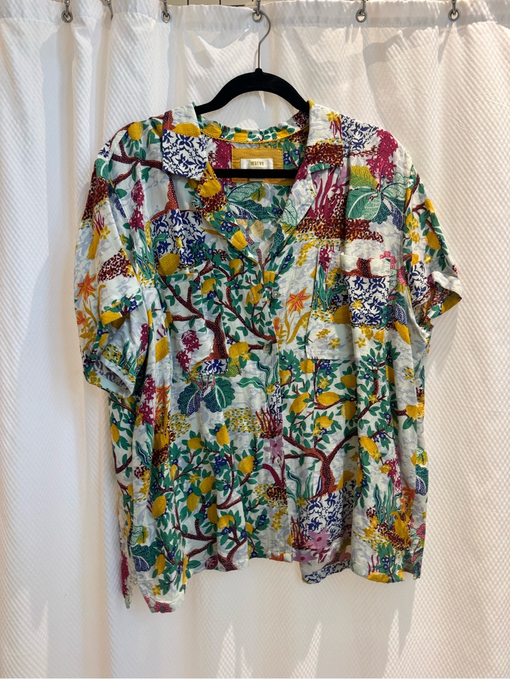 Anthropologie Floral Button-Down Shirt, Open Back